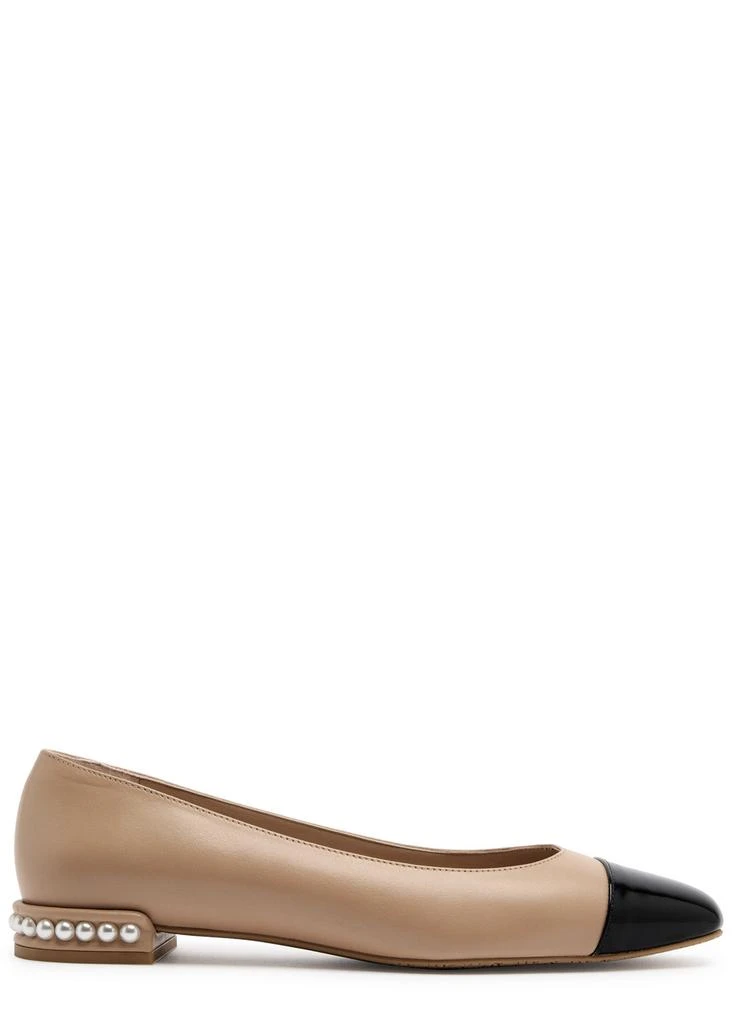 Stuart Weitzman Pearl-embellished leather ballet flats 1
