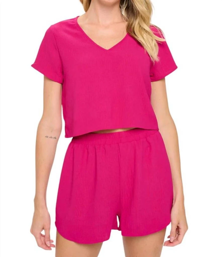 Meet Me in Santorini White Sands Set In Fuchsia