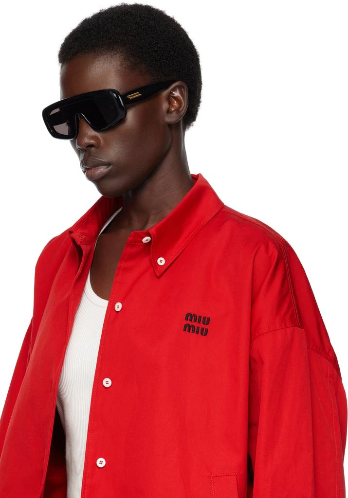 Shop Black Curvy Mask Acetate Sunglasses on Sale at  display picture 1