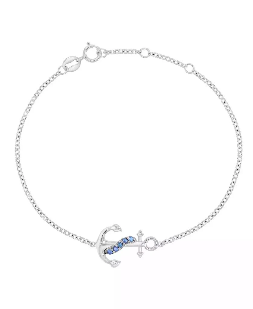 Macy
s Created Blue Sapphire Anchor Bracelet in Rhodium Over Sterling Silver 2