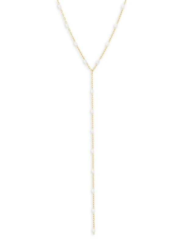 Saks Fifth Avenue 14K Yellow Gold 
Enamel Bead Lariat Necklace 1