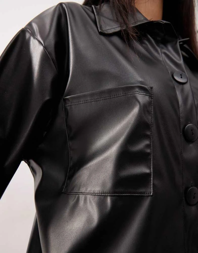 Reclaimed Vintage Reclaimed Vintage PU shirt in black 4