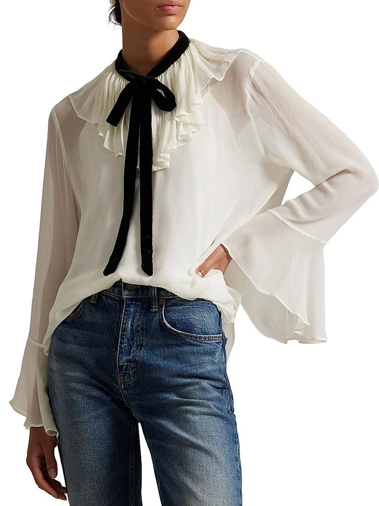 Ralph Lauren Crinkled Georgette Tieneck Blouse 3