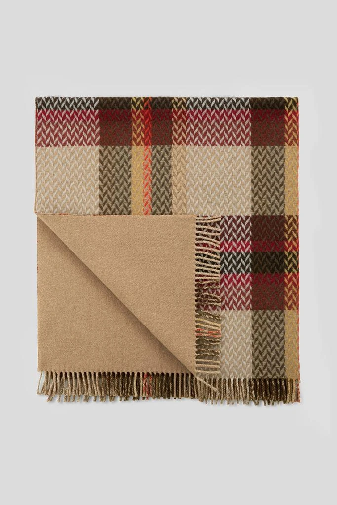 WOOLRICH Jacquard Check Blanket in a Wool Blend - Unisex - Brown 4