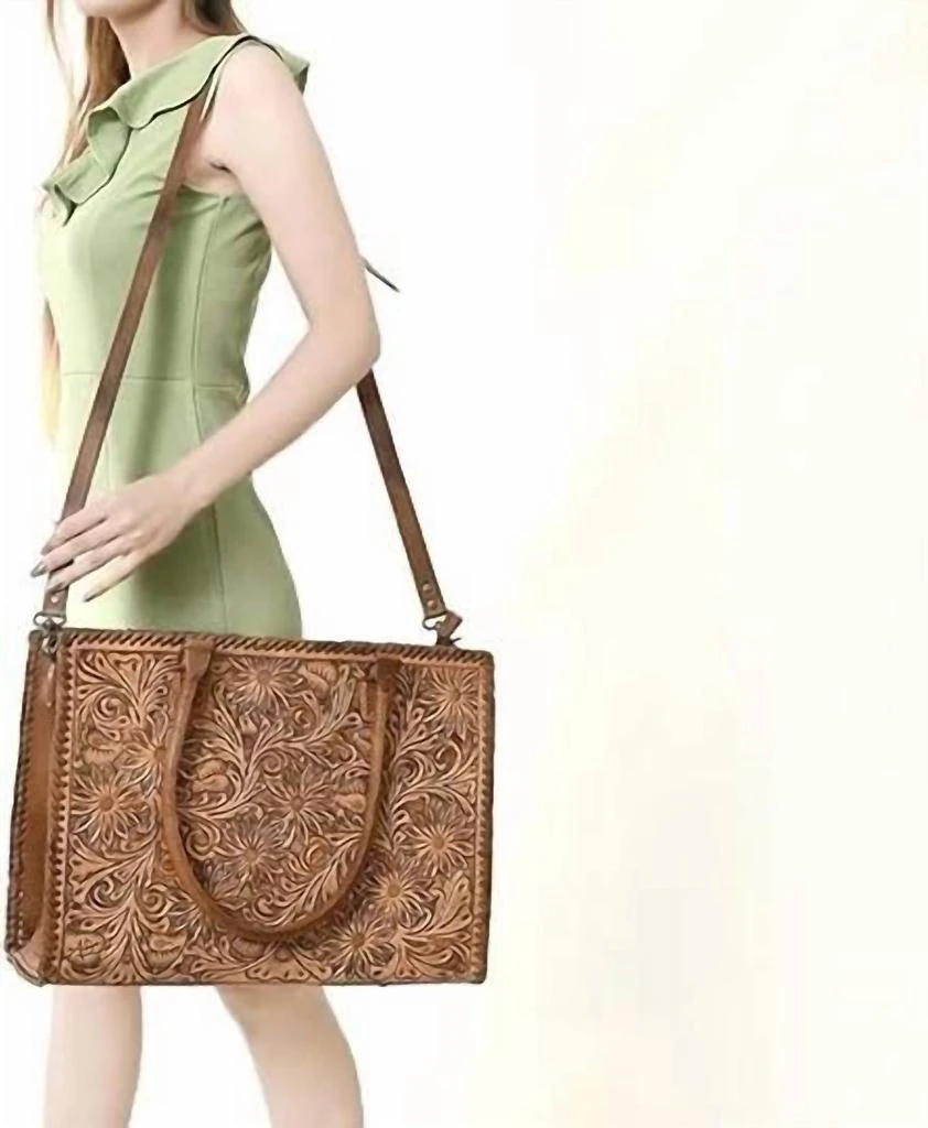 American Darling American Darling - Women's Hand Tooled Briefcase Tote Bag 3