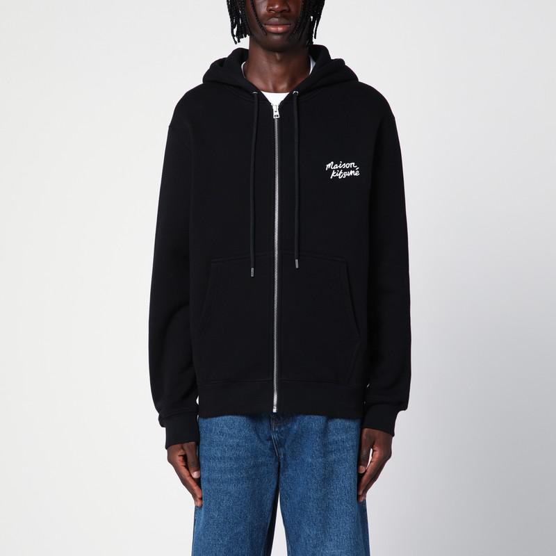 Maison Kitsune Black cotton zipped sweatshirt