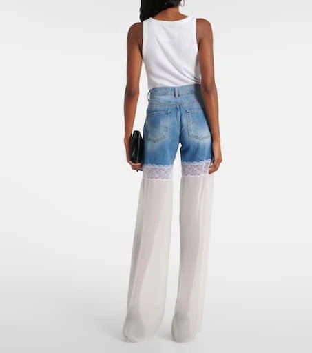 Nensi Dojaka Paneled high-rise tulle wide-leg jeans 3