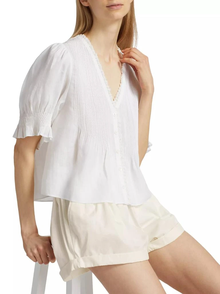 DÔEN Karlie Pleated Lace-Trim Top 6