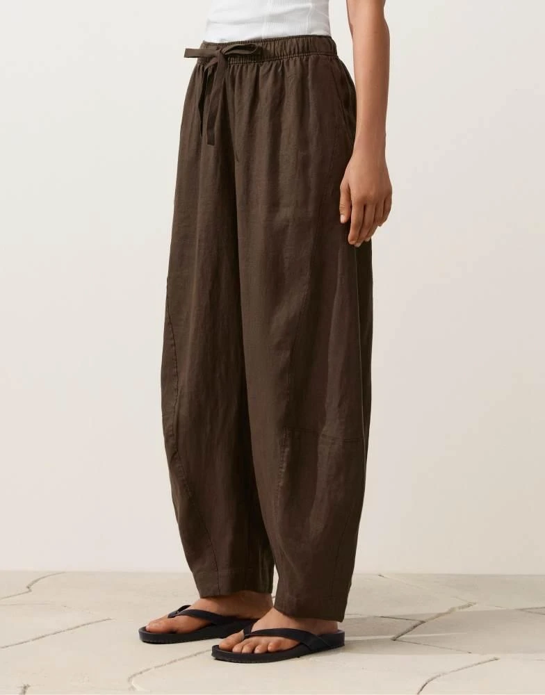 OYSHO OYSHO 100% linen balloon trousers in brown 2