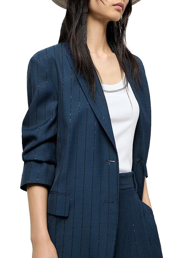 Brunello Cucinelli Dazzling Chalk Stripe Blazer with Monili 5