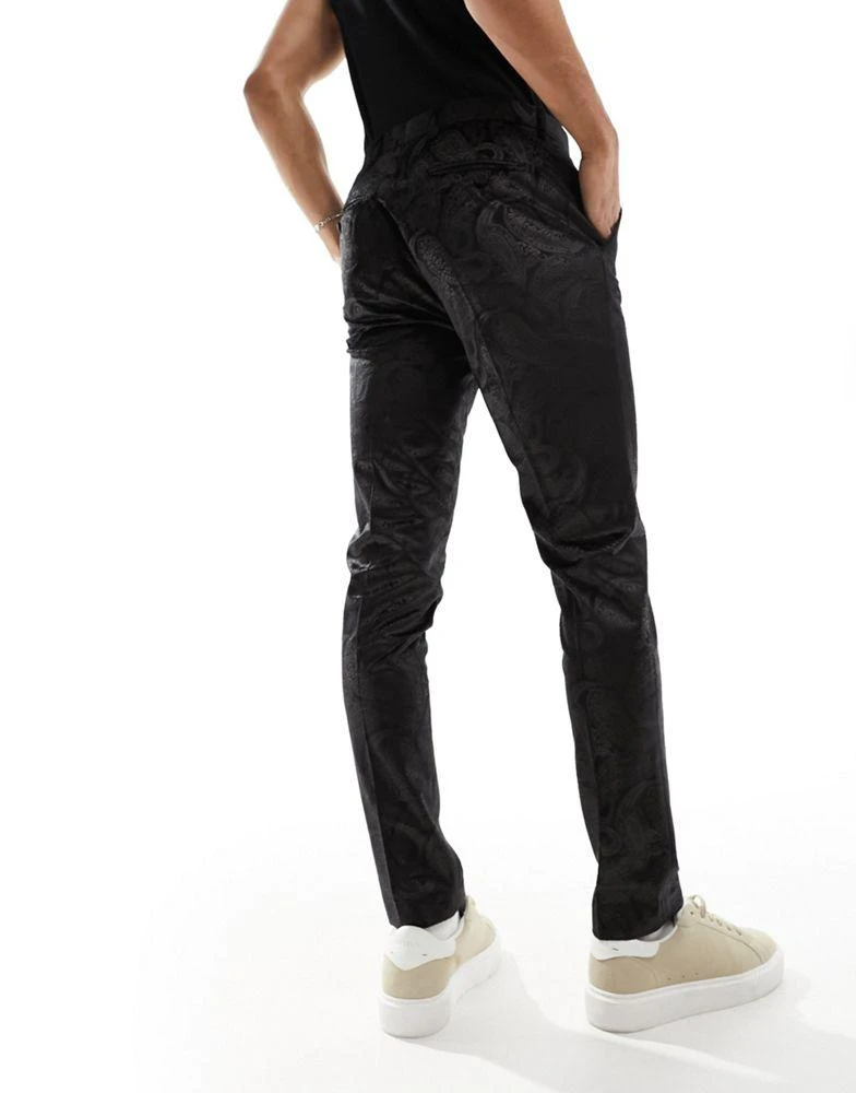 Gianni Feraud Gianni Feraud skinny velvet paisley suit trousers in black 2