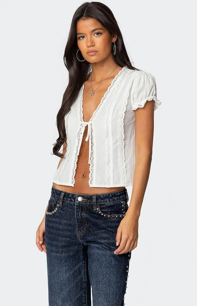 Edikted Cotton Lacey Tie Front Top 3