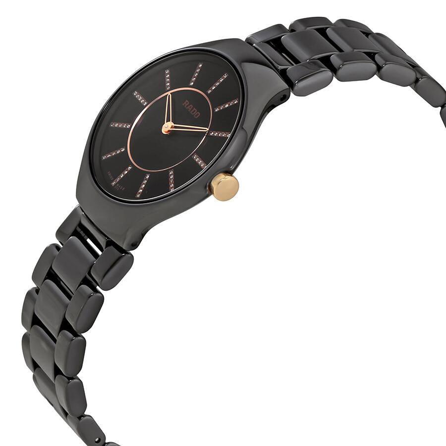 Rado RadoTrue Black Dial Diamond Markers Ladies Ceramic Watch R27742702