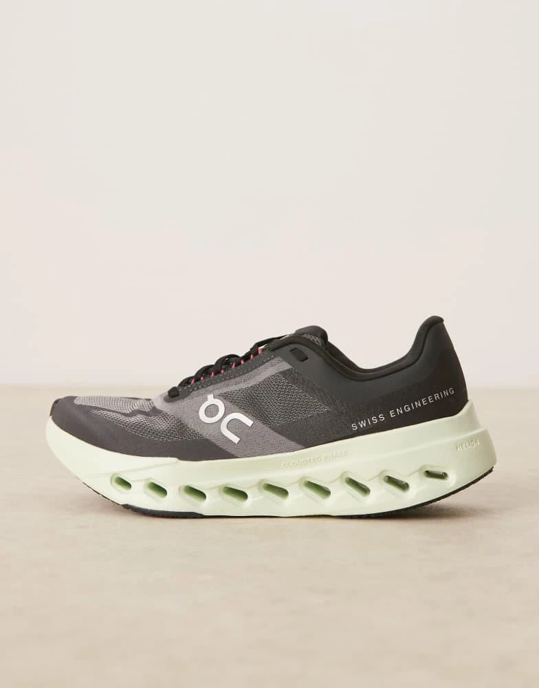 On ON Cloudsurfer Next running trainers in black and lime green 5