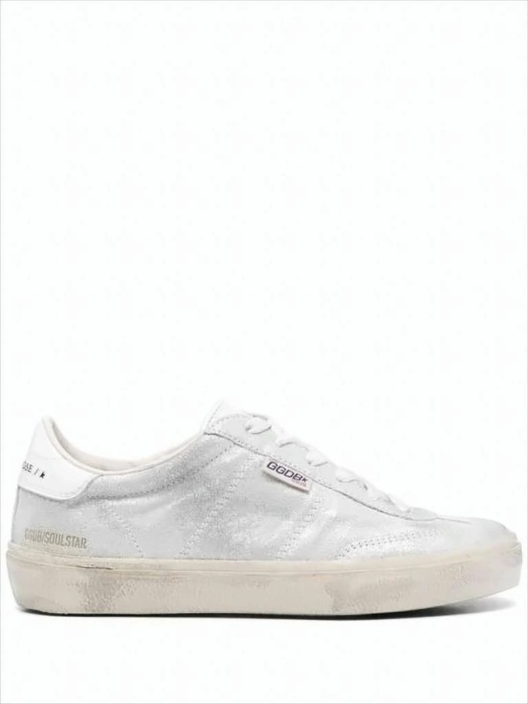 Golden Goose Metallic Silver Leather Low-Top Sneakers