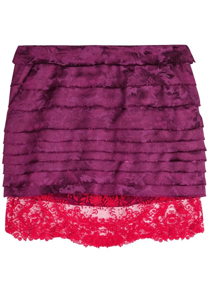 Yves Saint Laurent Tiered floral-jacquard woven mini skirt 1