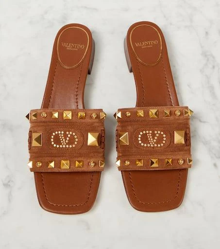 Valentino Plaster Caster studded suede slides 5