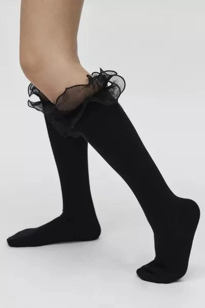Urban Outfitters Chiffon Ruffle Knee High Sock 1