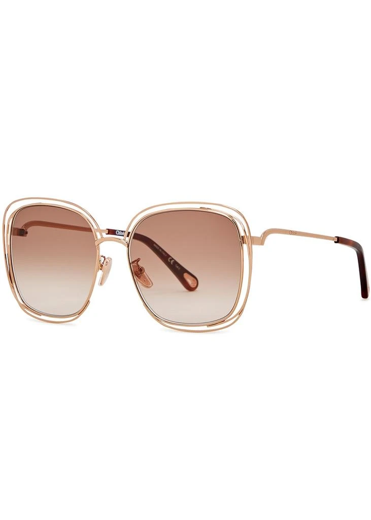 Chloé Carlina rose gold-tone oversized sunglasses 1