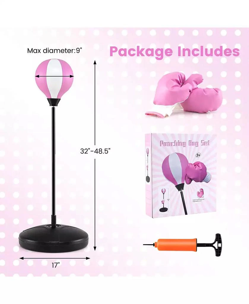 Costway Kids Punching Bag Toy Set Adjustable Stand Boxing Glove Speed Ball with Pump 2