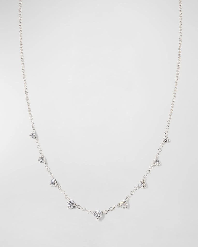 Memoire White Gold Round 9-Diamond Necklace, 18"L, 0.37-0.43tcw 1