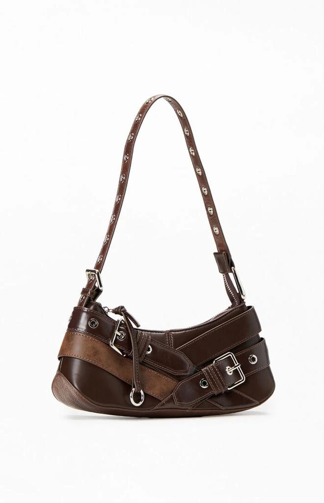 PacSun Brown Faux Leather Cross Buckle Shoulder Bag 2