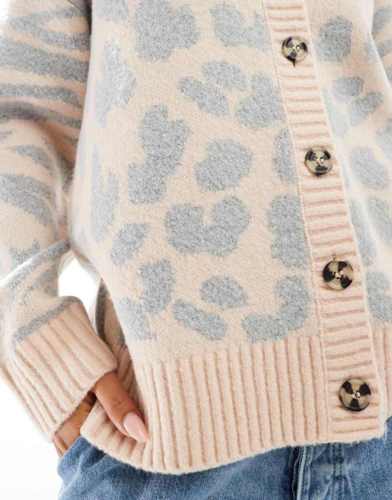 Miss Selfridge Miss Selfridge animal pattern longline cardigan in soft pink 3