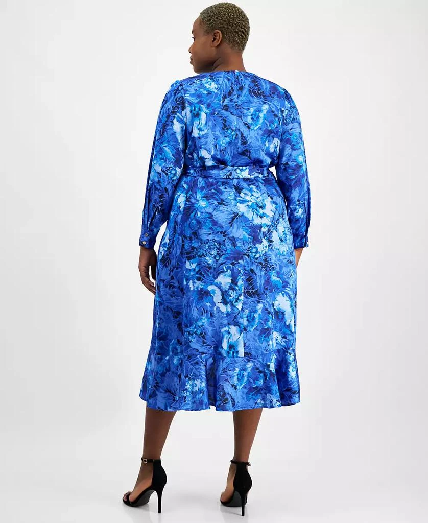 Tahari Plus Size Belted Surplice Midi Dress 5