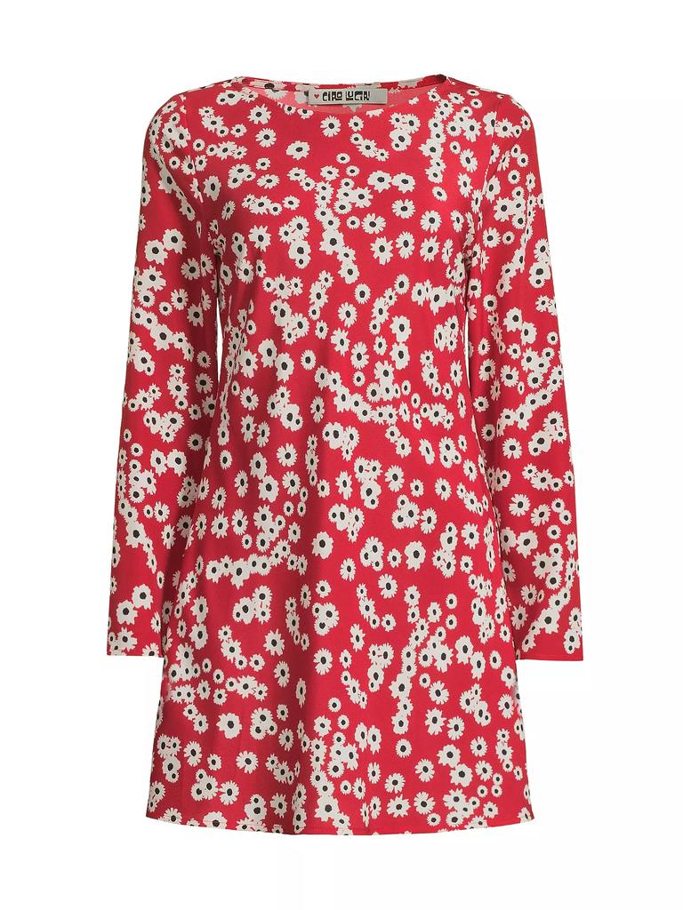 Ciao Lucia Patrice Floral A-Line Long-Sleeve Minidress