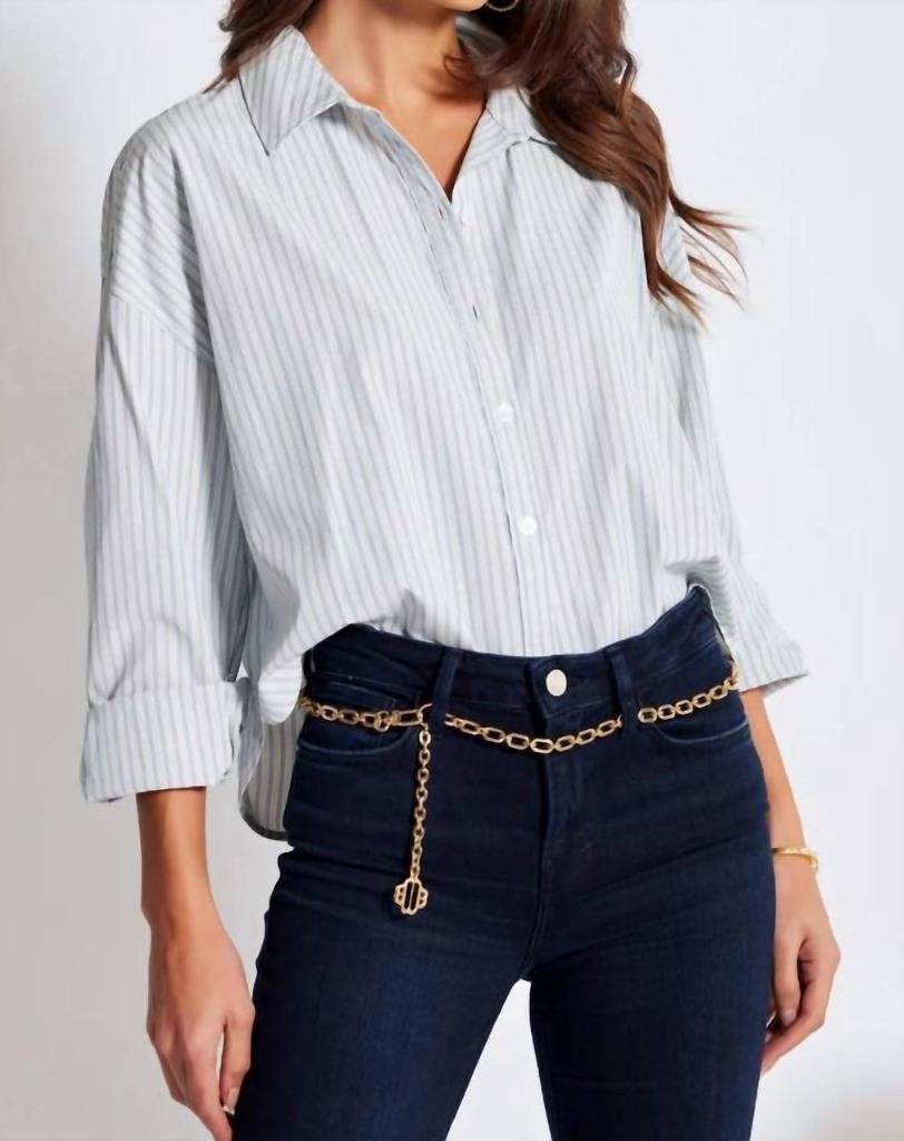 Bishop + Young Aria Blouse In Jade Stripe
