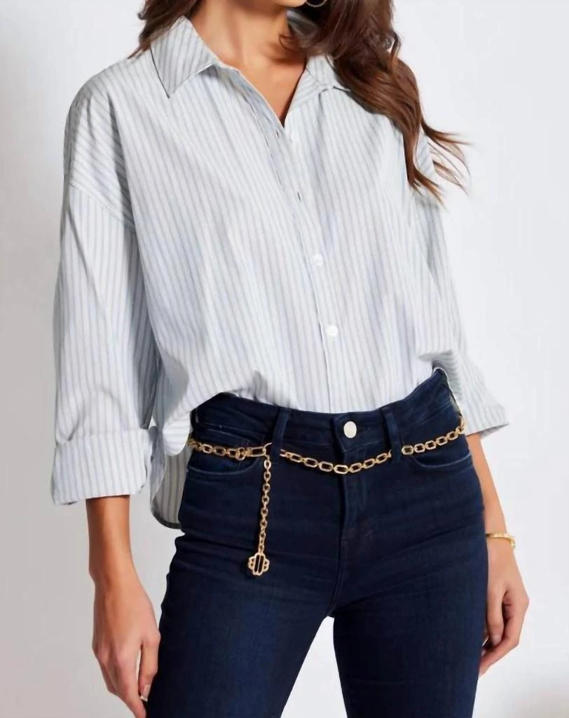 Bishop + Young Aria Blouse In Jade Stripe 1