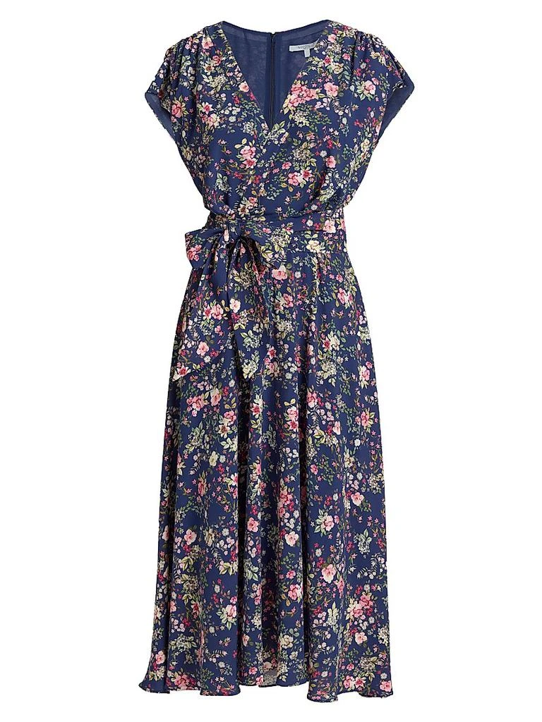 Santorelli Floral Faux-Wrap Midi-Dress 1