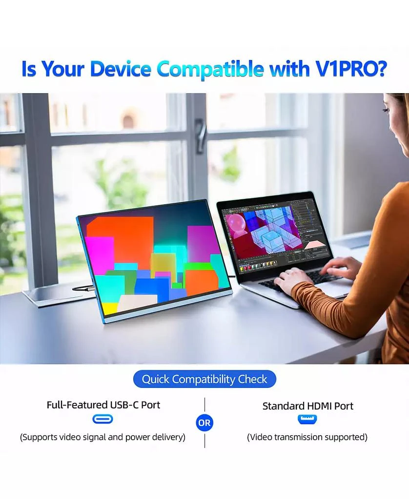 ZACHVO 2.5K 144Hz Gaming Portable Monitor V1 Pro, 16-inch HDR IPS with FreeSync 9