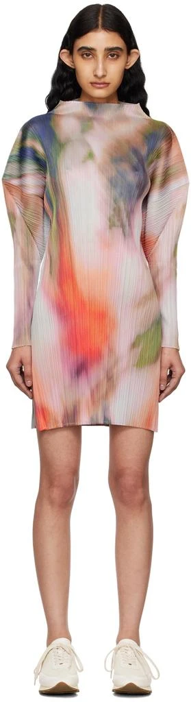 Pleats Please Multicolor Turnip & Spinach Minidress 1