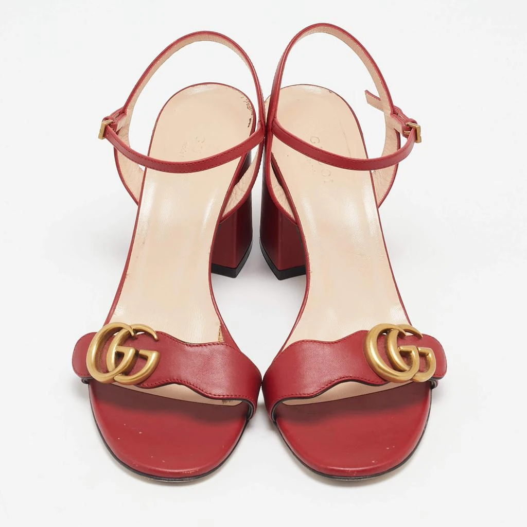 Gucci Gucci Red Leather GG Marmont Ankle Strap Sandals Size 38 3