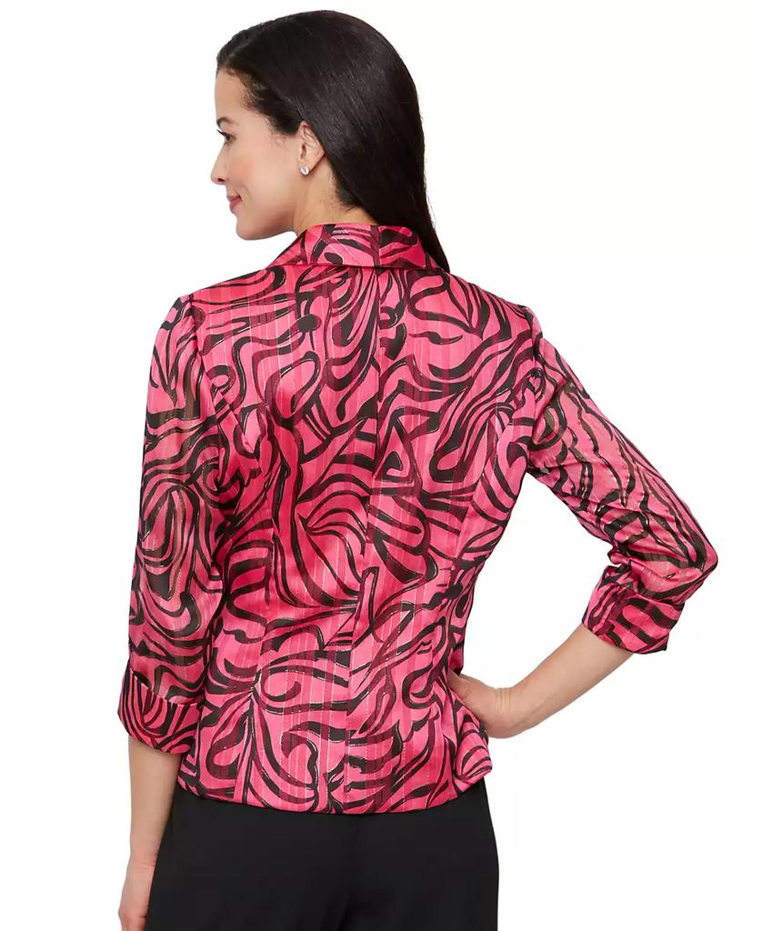 Alex Evenings Women's Printed Side-Tie Blouse