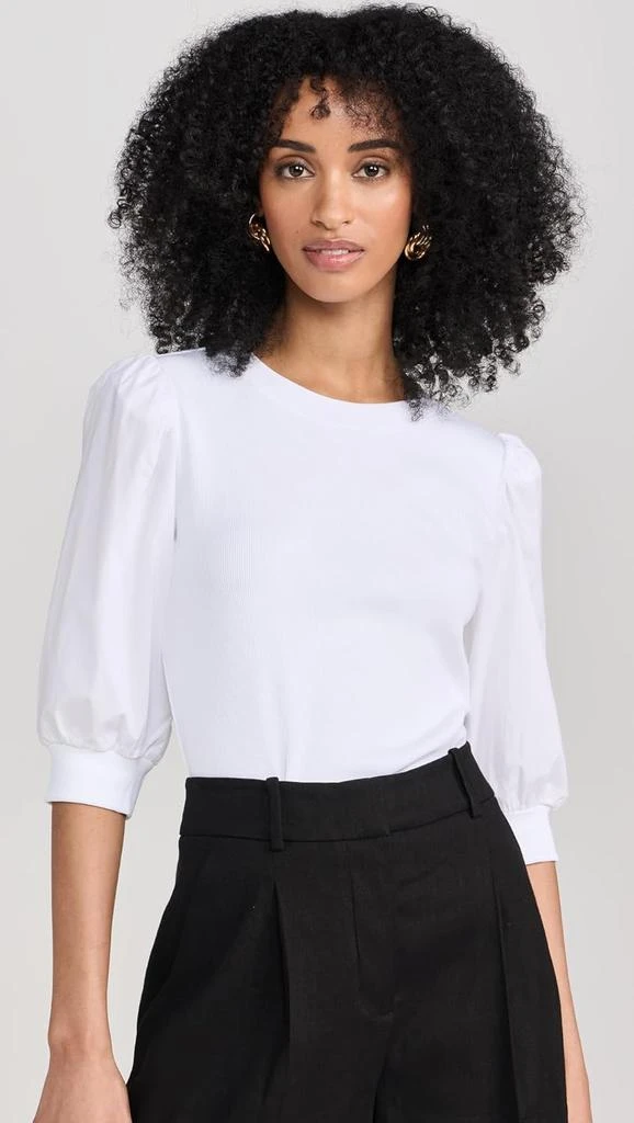 VERONICA BEARD Jean Women's Crew Neck Coralee Top, White 2