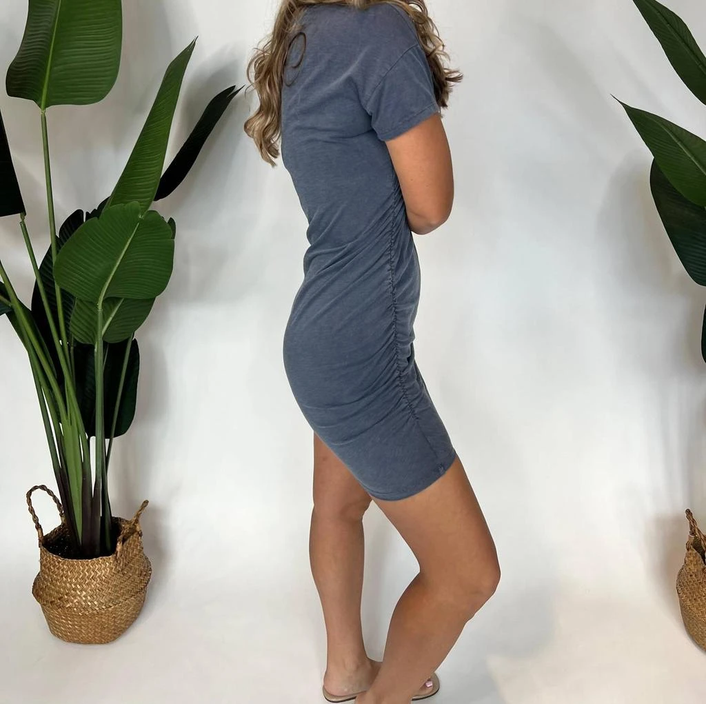 Sundry Shirred Tee Shirt Dress In Grey 2