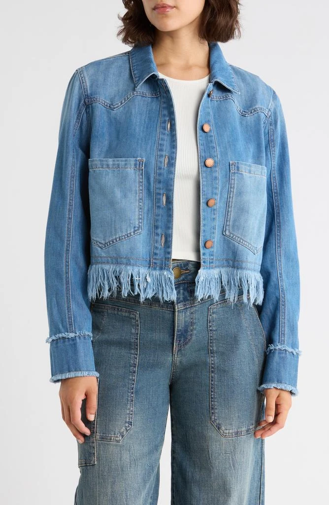 Democracy Chewed Hem Crop Denim Shacket