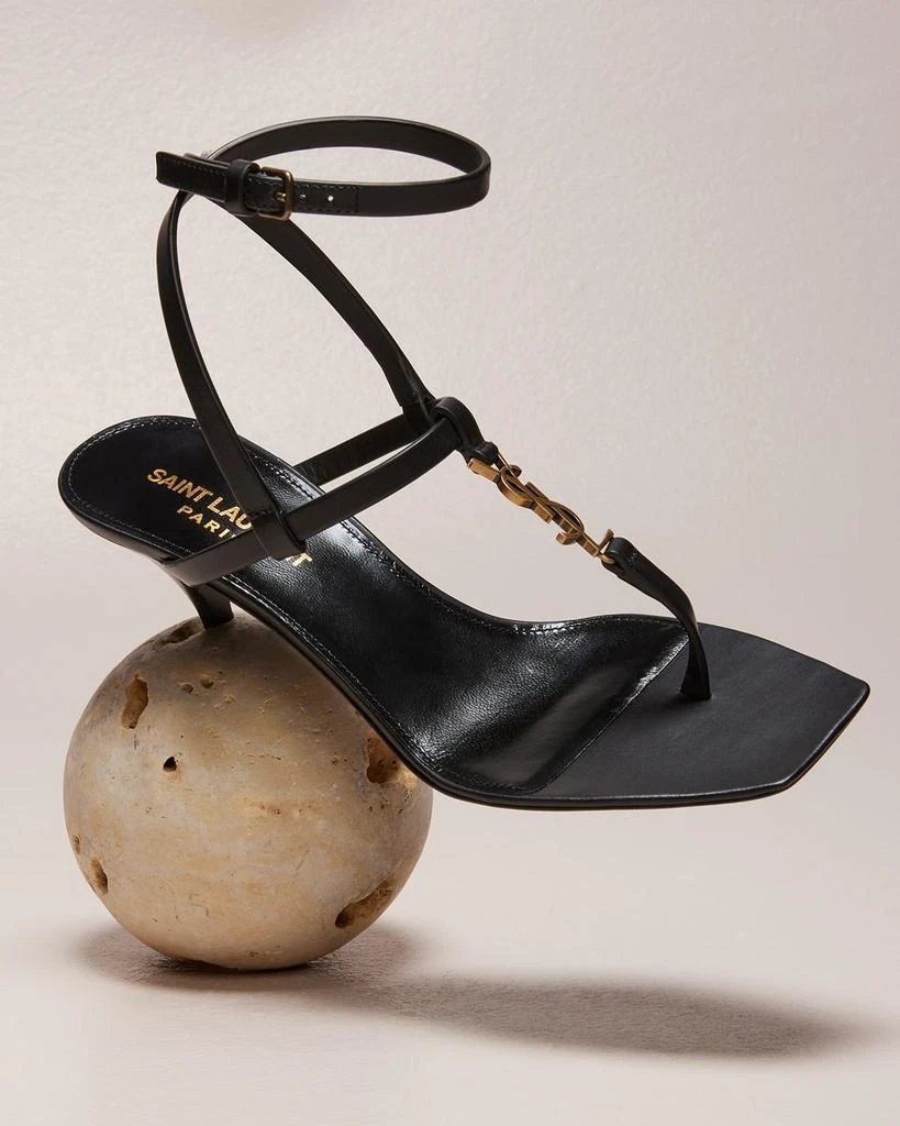 Yves Saint Laurent Vitti Leather YSL T-Strap Sandals 2