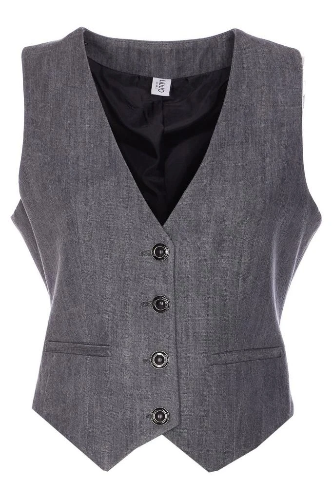 LIU •JO Liu Jo V-Neck Buttoned Denim Gilet 1