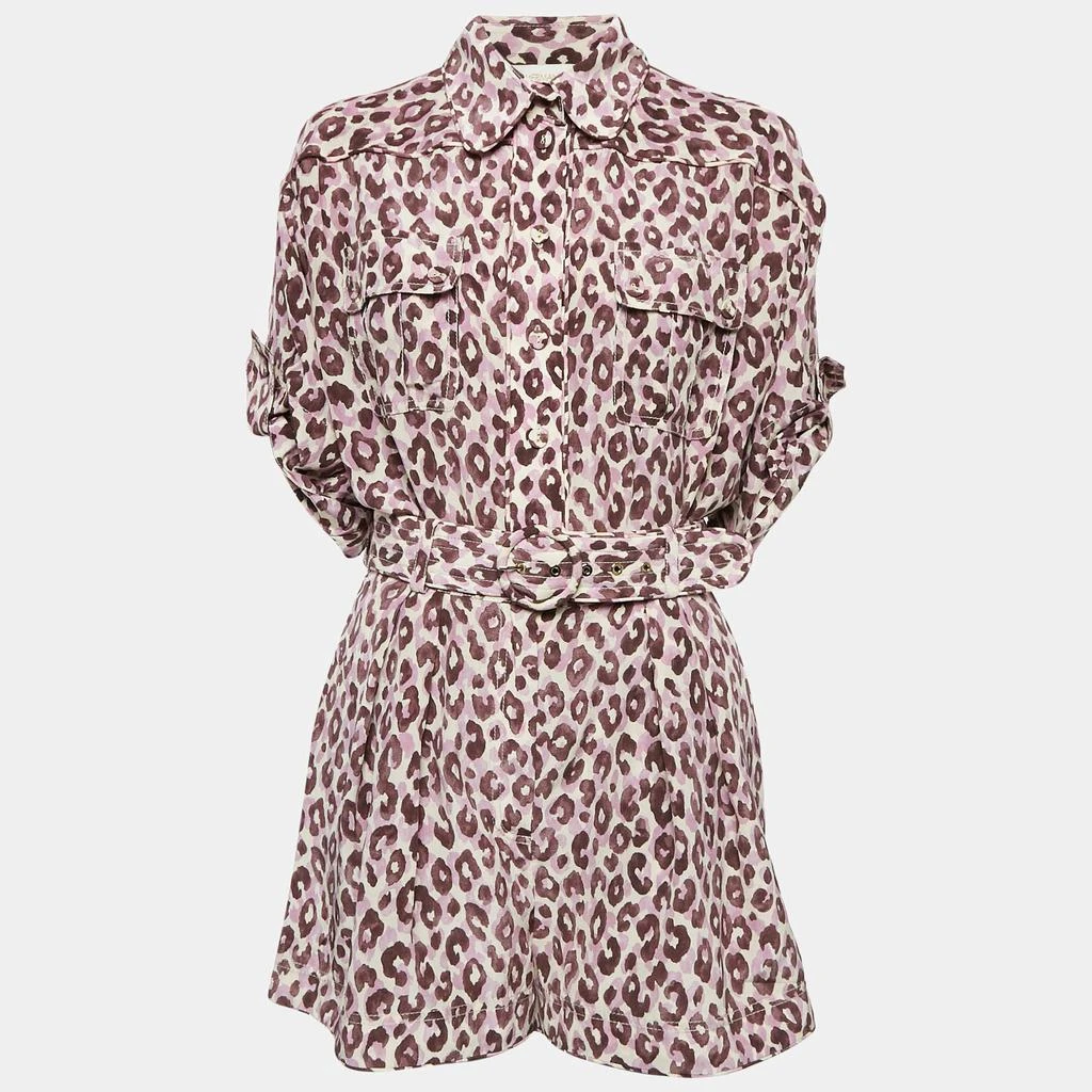 Zimmermann Zimmermann Purple Leopard Print Silk Shirt and Shorts Set M/L 1