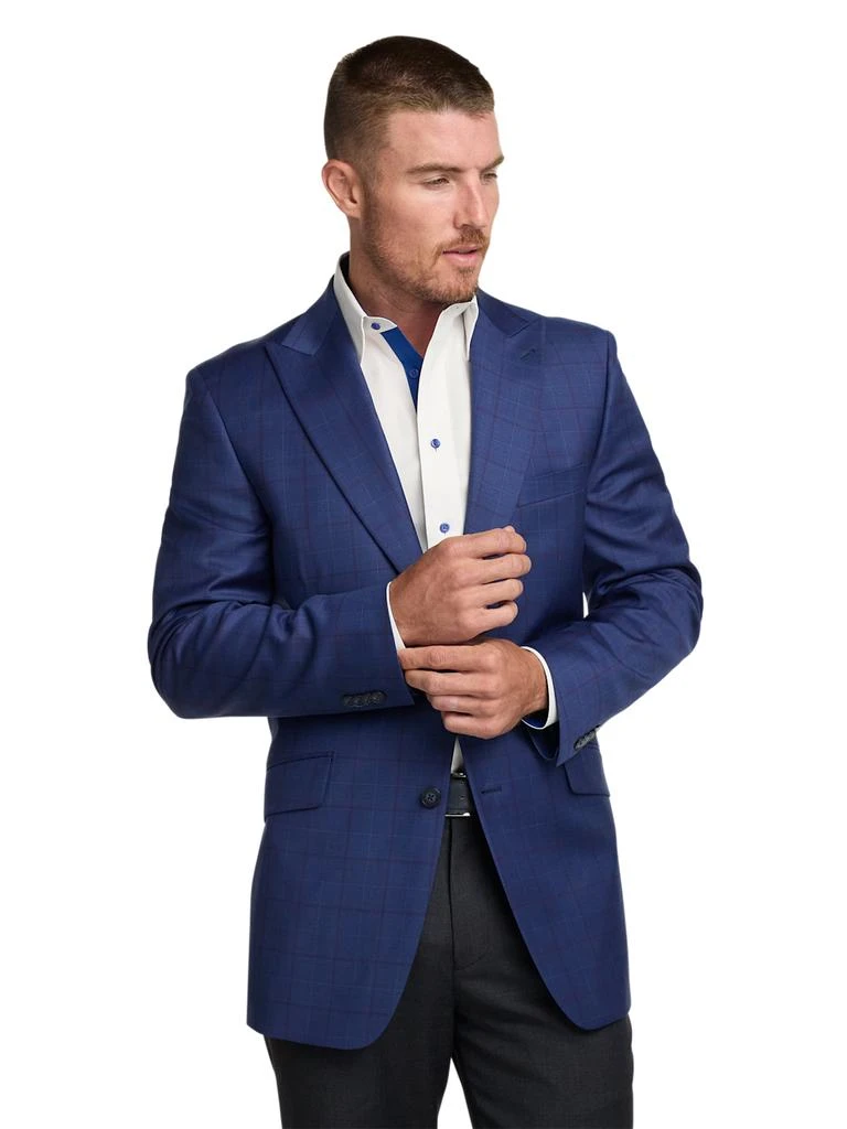Paul Fredrick Wool Blend Windowpane Single Breasted Peak Lapel Sport Coat 2