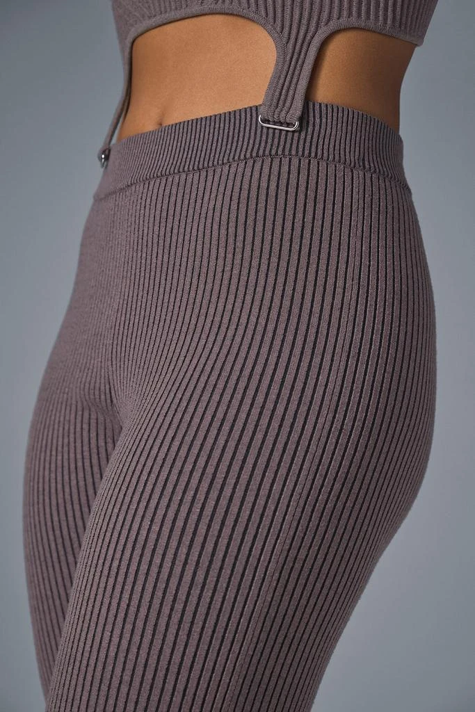 Alo Denim Knit High-Waist Flare Pant - Raisinette/Black 4