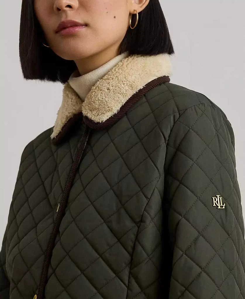 Ralph Lauren Women's Faux-Sherpa-Collar Quilted Coat, P/XS-XX 5