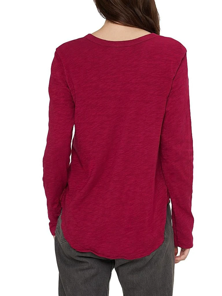 Wilt Long Sleeve V-Neck Raw Hem Shirttail 5