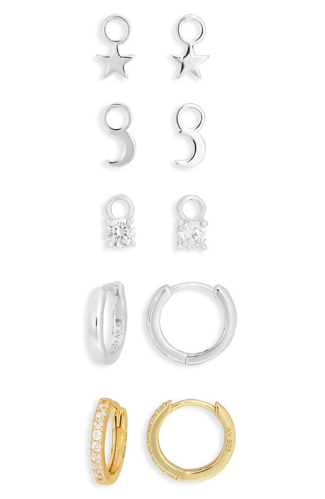 Argento Vivo Sterling Silver Mixed CZ Charms 
2-Pack Huggie Hoop Earrings 2