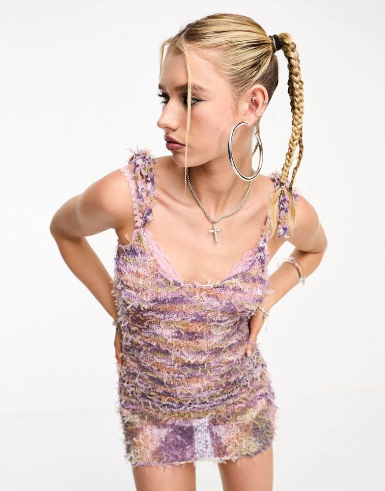 The Ragged Priest The Ragged Priest confetti open knit mini dress with open back co-ord 1