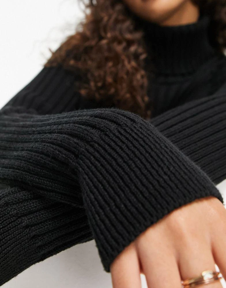 Y.A.S. YAS knitted roll neck midi dress in Black - BLACK 4