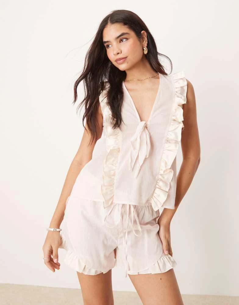 Luna Luna satin ruffle pj top co ord in baby pink 1